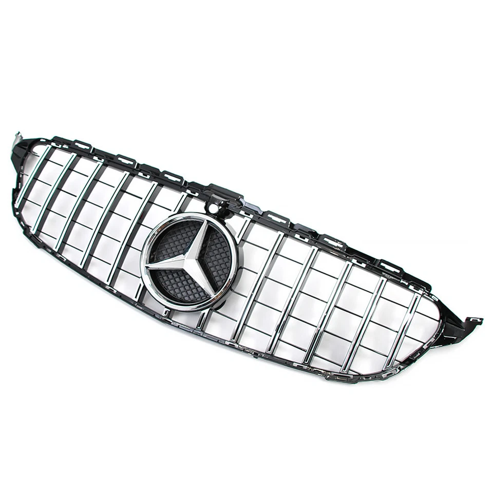 Front Grille For Mercedes Benz W205 C-Class C300 Grill W/LED Emblem 2015-2018 - Image 4 of 4