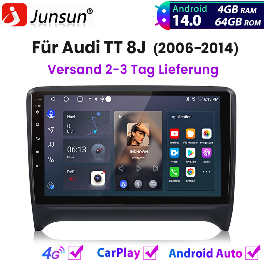 Radio de coche 4+64 GB Carplay Android para Audi TT 8J 2006-2014 GPS NAVI 4G WIFI 8 núcleos