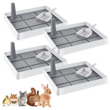 4-PACK BUNNY LITTER BOX W/ TOILET TRAY SCOOP, 15.1 X 12.2 X2.6 IN