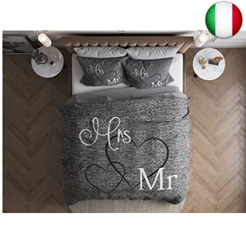 Sleeptime Copripiumino Cotone Mr. And Mrs. 3, 200cm x 220cm Una Piazza E Mezza,