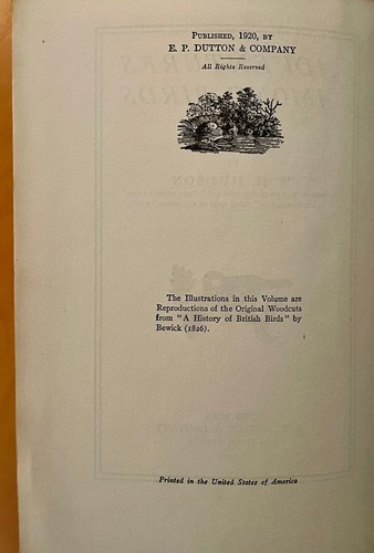 HUDSON Adventures Among Birds  DUTTON 1920 1st Ed. Illustrated SCARCE NICE - Bild 7 von 10