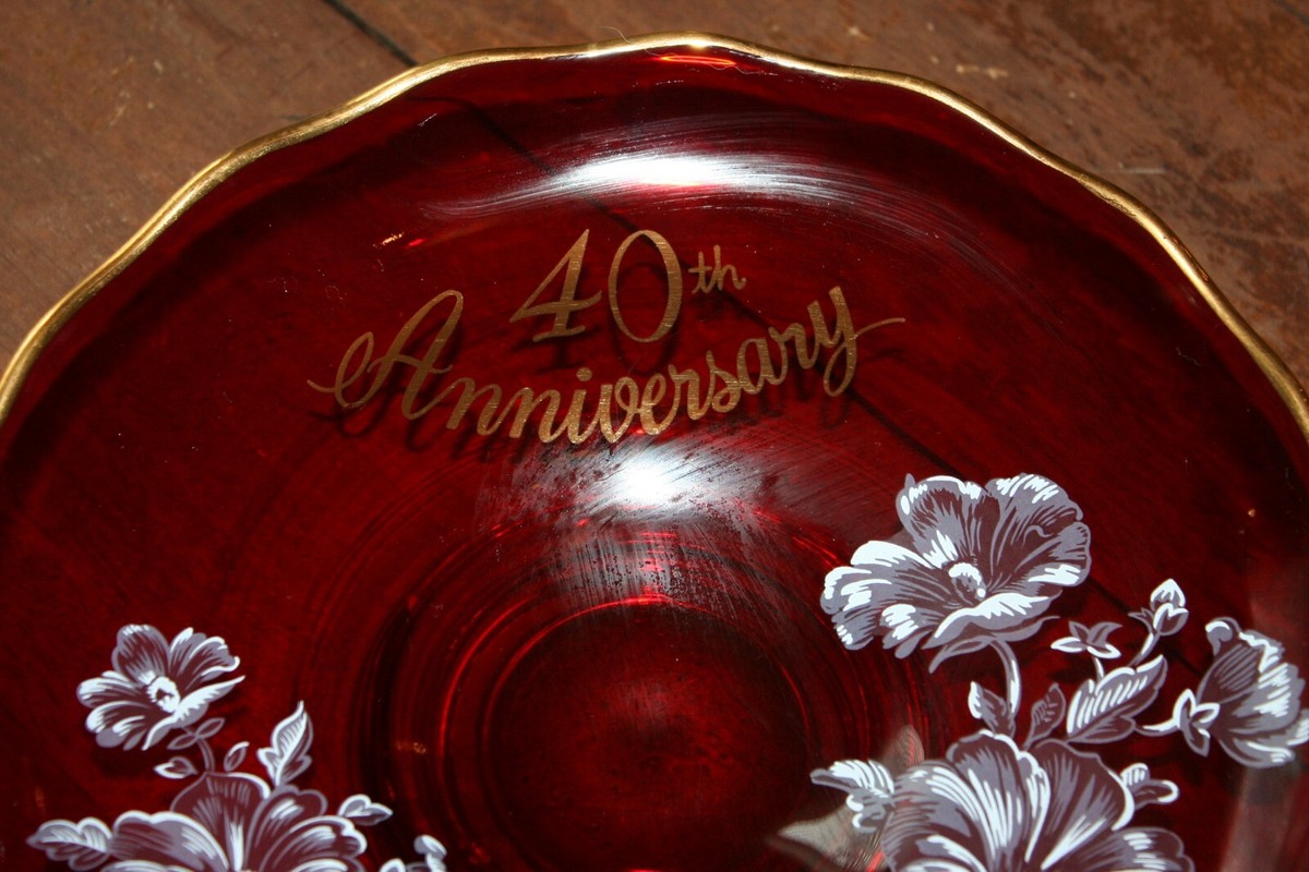 【 】Ruby Celebration　プレート　ペア Ruby Celebration プレート ペア Ruby 40th Anniversary Plate Gold