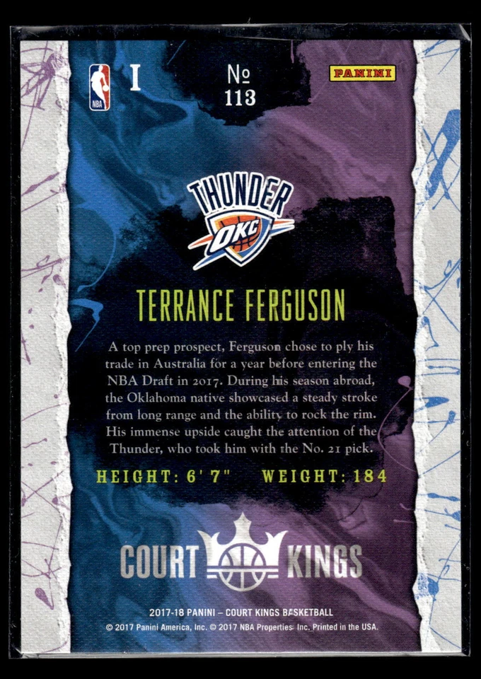 2017 Panini Court Kings #113 Terrance Ferguson Rookie Level 1 I Mint+ New - Image 2 of 2