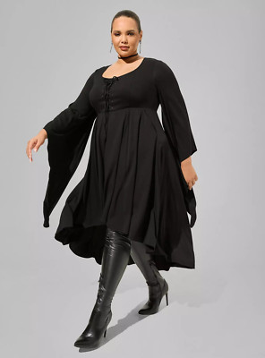 Womens Torrid Black Halloween Costume Witch Dress Size 1 14-16 NWT