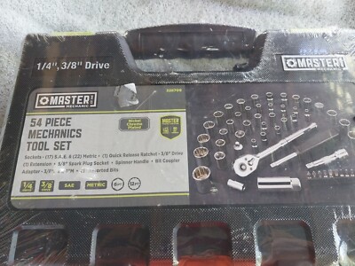 Master Mechanic Tool Set, SAE & Metric, 1/4 x 3/8-In. Drive, 54-Pc. -36232