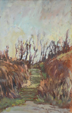 Vue d'un escalier en pleine croissance, peinture de Vittorio COSSUTTA