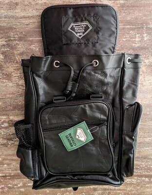 New Diamond Plate Black Buffalo Leather Backpack Motorcycle