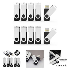 8GB USB Flash Drive Pack 10 Count USB 2.0 Memory Stick Data Storage Bulk Black