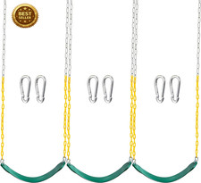 3 Pack Green Swing Seats Heavy Duty with 66" Chain, Swing Set Accessories Replac