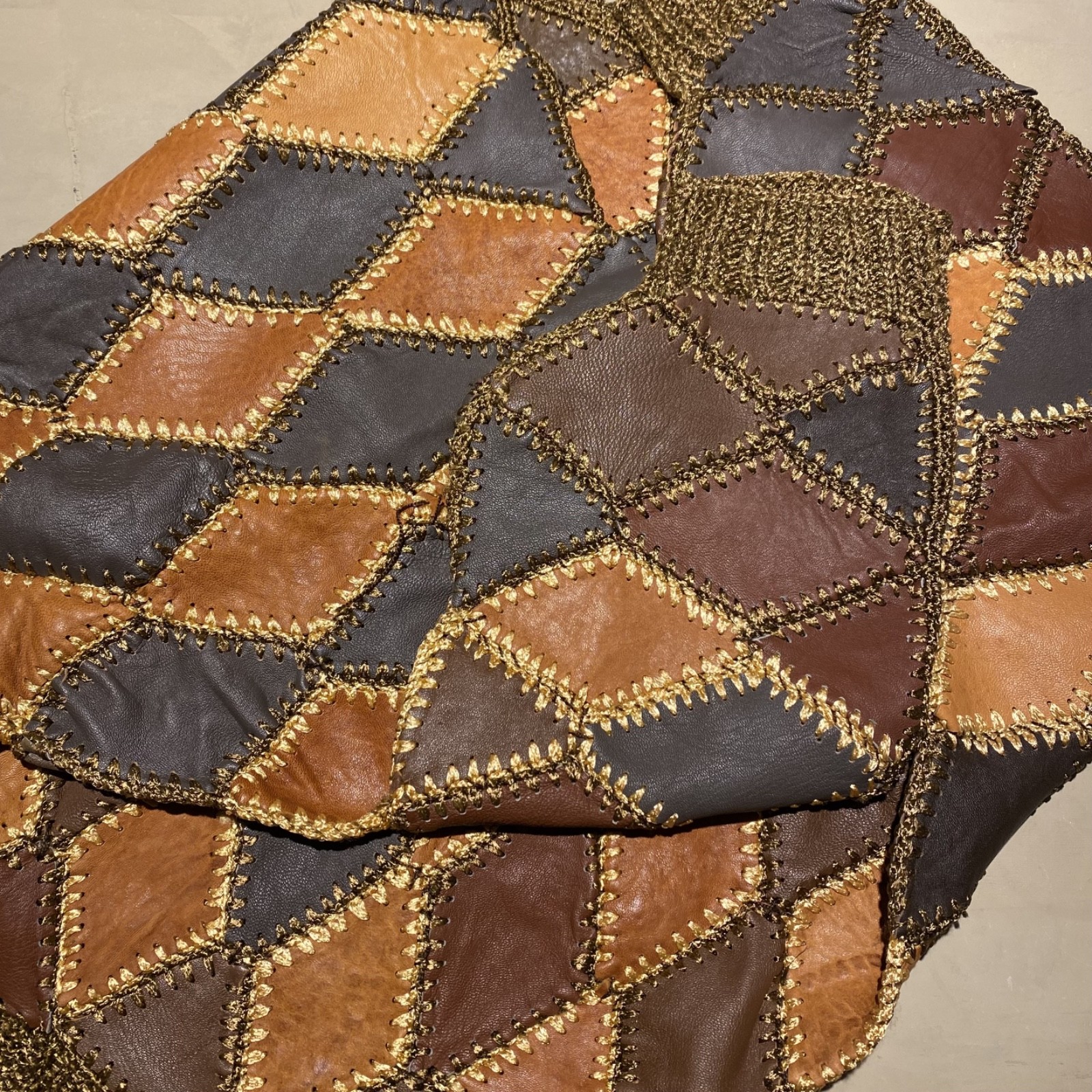 Handmade Leather Pattern-Work Diamond Long Sleeve… - image 4