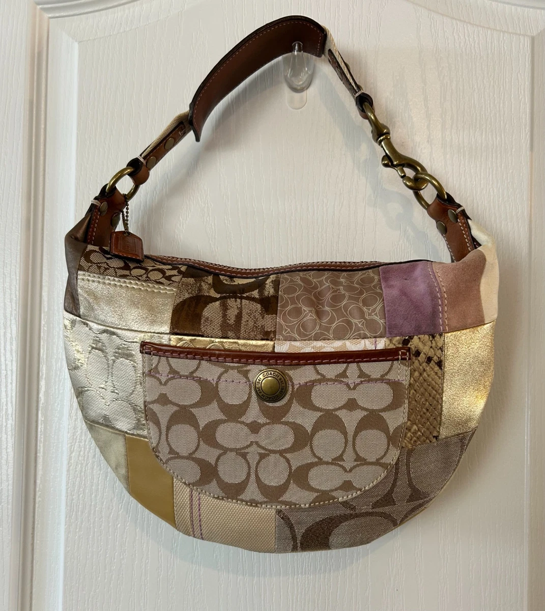 バッグ Coach Patchwork One Shoulder Bag COACH Hobo One Shoulder Bag Patchwork Signature Canvas Leather