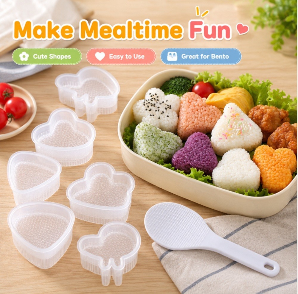 8Pc Sushi Making Kit Rice Ball Onigiri Mold Set for Homemade Bento