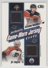 2002 Pacific Heads Up Game-Worn Jersey Quads Kristian Huselius Jiri Dopita 7ez
