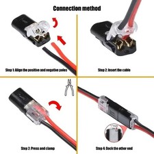 20/50/100 H2 2-Pin Wire Connectors Quick Connect Terminal Block Nylon Copper
