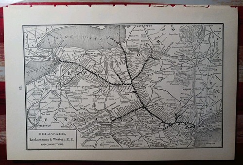 1892 Antique Railway Map DELAWARE LACKAWANNA & WESTERN RAILROAD Train  Routes 