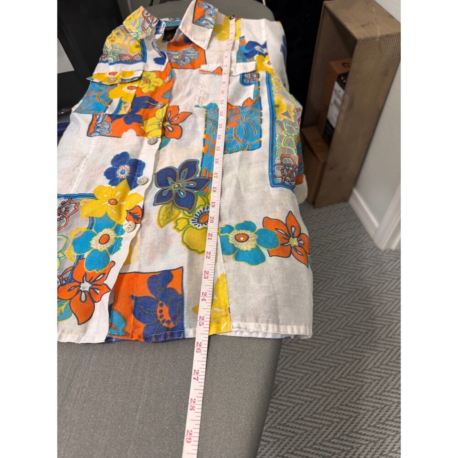 Multiples Patchwork Floral Button Front Top Mediu… - image 11