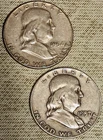1954 & 1957D Franklin Half Dollars  VF