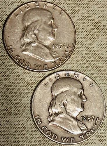 1954 & 1957D Franklin Half Dollars  VF