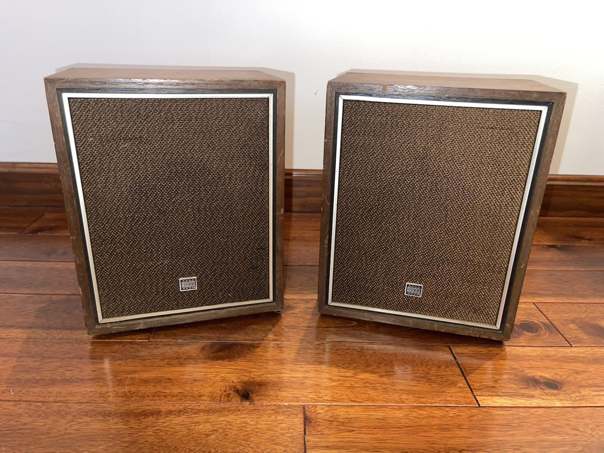 Vintage Made Japan Ross Bookshelf Speakers Pair Wood Grain Retro