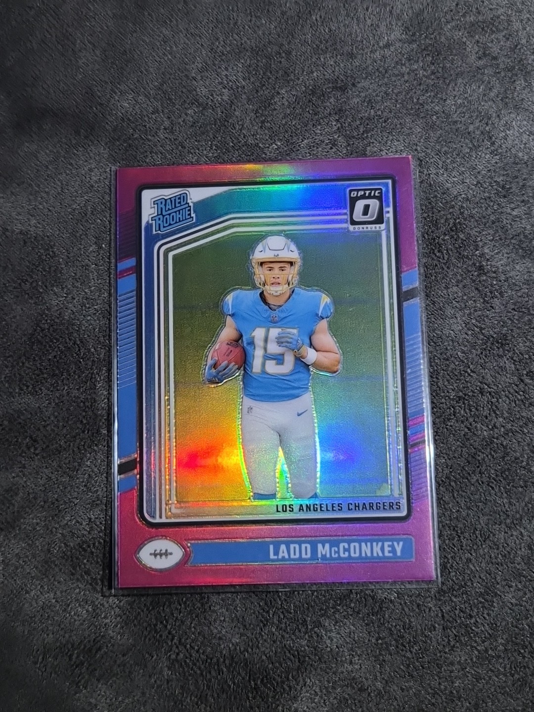 2024 Panini Donruss Optic - Rated Rookie Ladd McConkey #266 Pink Prizm (RC)