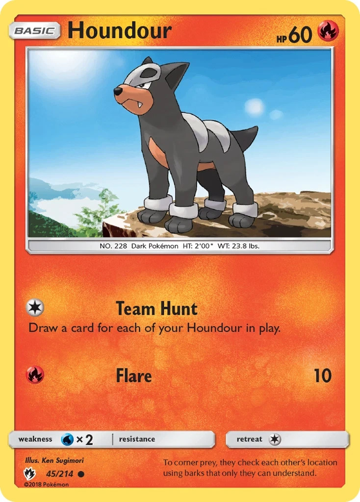 Pokemon HOUNDOUR Sun & Moon Lost Thunder 45/214 NM/Mint PACK FRESH