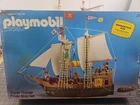 Vintage Playmobil #0104 Super Deluxe Pirate Ship And Accessories