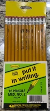 Vintage Empire Pencil Company New No. 2 Pack Of 12 Yellow Pencils PMA Approved