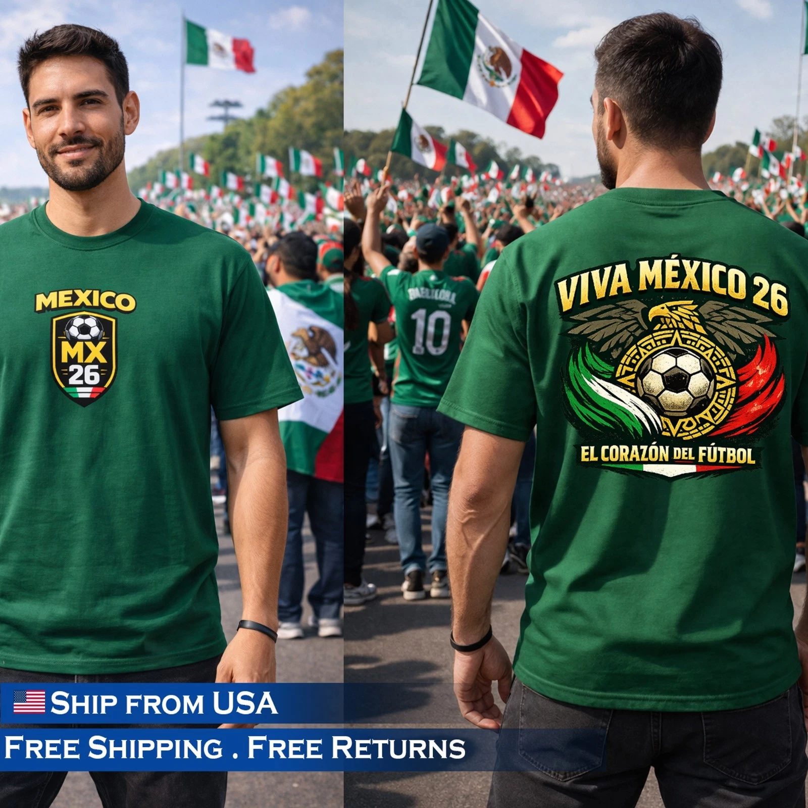 FIFA World Cup 2026 Mexico Soccer Fan T-Shirt MX 26 Graphic Printed Unisex Tee