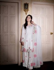 Ethnic Wear White Devsena Silk Farshi Salwar Kameez With Dupatta For Women
