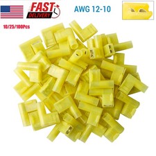 90 Degree Nylon Flag Spade Terminal 12-10 AWG Female Insulated Connectors Yellow