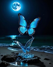 Butterfly 5D DIY Diamond Painting Kits for Adults, Beach Diamond Art Kits for Be