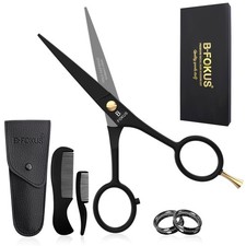 5" Premium Beard Mustache Scissors, Black High Carbon Stainless Steel Beard Scis