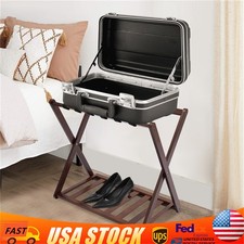 2 Pack Bamboo Luggage Rack for Guest Room Folding Thickened Luggage Stand Holder