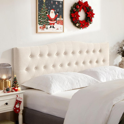 Tufted Upholstered Headboard Queen Size, Sturdy and Durable Solid Wood Bed Headb