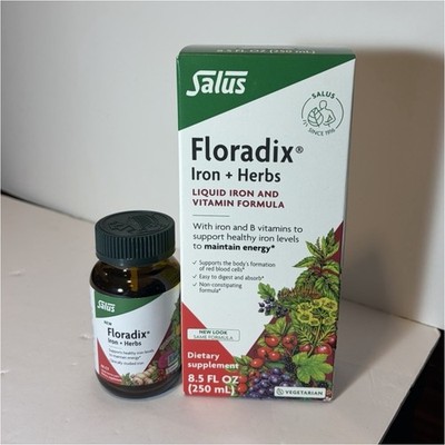 Salus Floradix Iron + Herbs Liquid 8.5 fl oz + B1 B2 B6 B12 Vegetarian