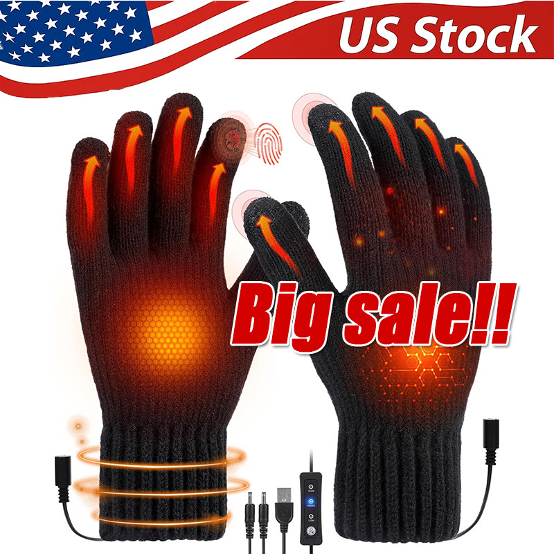 Heated Gloves Electric Rechargeable Battery Hand Warm Windproof Thermal Winter