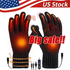 Heated Gloves Electric Rechargeable Battery Hand Warm Windproof Thermal Winter