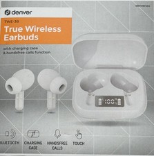 NEW DENVER TRUE WIRELESS EARBUDS IN CHARGING CASE TWE-48W WHITE