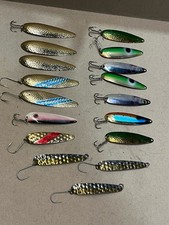Lot of 17 Large Trolling Spoons Walleye Salmon Stingray Luhr Jensen Flutter #106