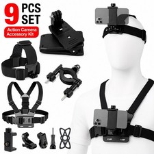 Phone Chest Head Mount Harness Strap Kit 9pcs Action Camera Accessories Set
