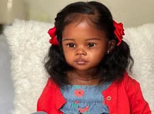 Painted 30" Toddler Reborn Baby Girl Doll Dark Skin Rooted Hair Finihsed DIY Toy