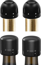 Champagne Stopper & Wine stoppers, 4 Pack Reusable Wine Corks Plastic & Silic...