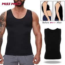 Men’s Compression Shirt Tummy Control Shapewear Slimming Vest Waist Trainer Fit