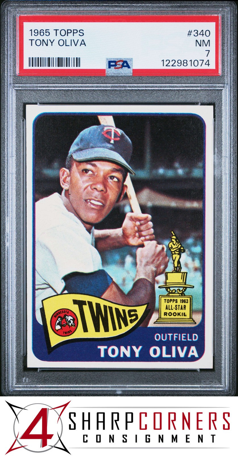 1965 TOPPS ALL-STAR ROOKIE #340 TONY OLIVA TWINS HOF PSA 7