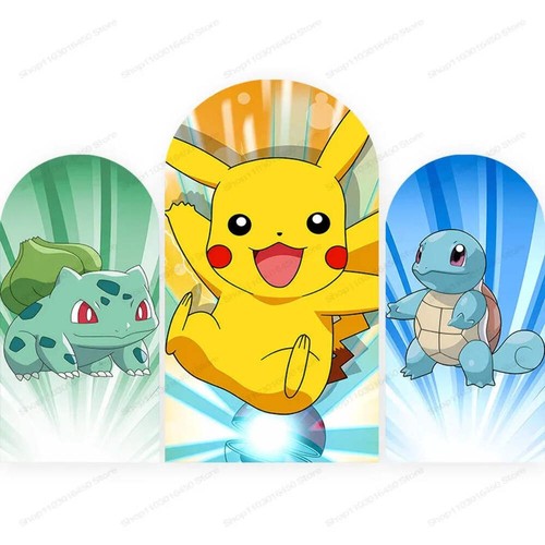 Pokemon Arch Backdrop Kids Boys Birthday Party Decoration Cartoon Doublesides Ph