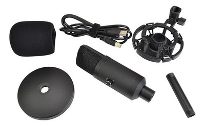 USB Studiomikrofon komplett mit Shock Mount, Ständer & Kopfhörerüberwachung