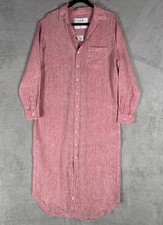 Frank & Eileen Rory Lived In Linen Maxi Shirtdress Women's Large Red Long Sleeve