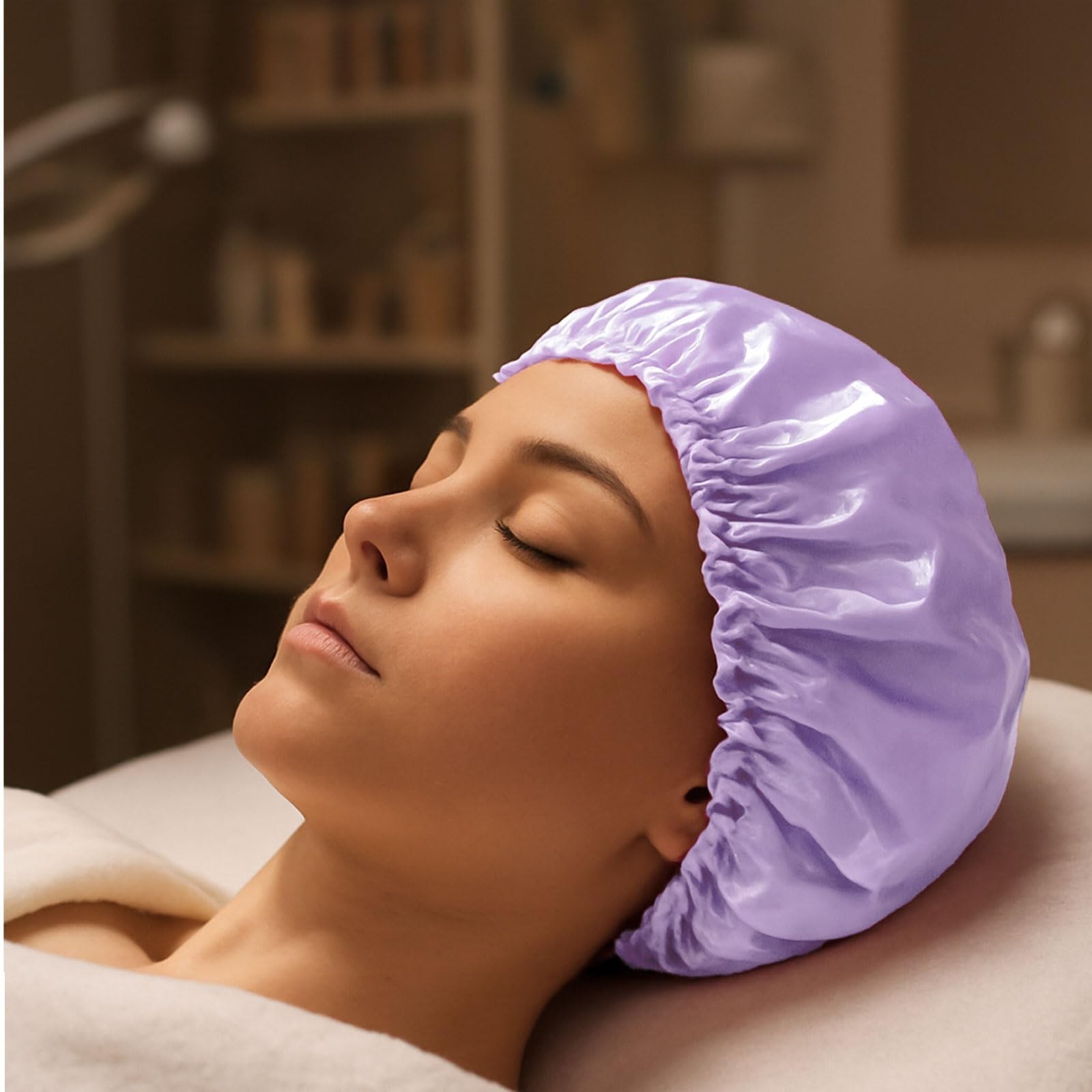 SMILCO 4 Pack Shower Caps, Double Waterproof Layers Reusable Bath Caps for Wo...