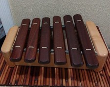 Vintage Wooden Xylophone Dark  Light Wood w/ Noise Maker Hand Instruments