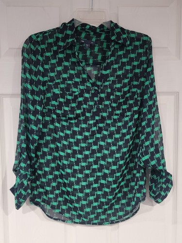 Gap Sheer Women’s Top Dark Navy And Green Size XSmall (XS)